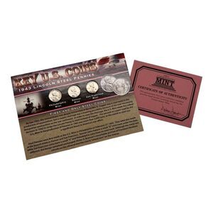 Key U.S. Coins: 1943 Lincoln Steel Pennies 3 pc Set